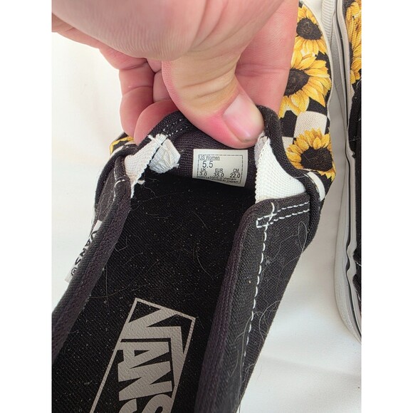 Vans Sneakers Womens Asher Sunflower Shoes Yellow Canvas Checkered Slip On 5.5 - Picture 6 of 8
